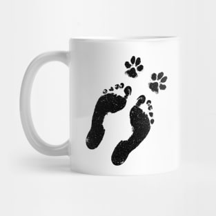 Dog Lover Gift - Diagonal Paw and Foot Prints Mug